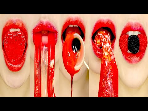 Asmr Red Food Eating Sounds Ice Kinjo Jelly Kohakuto