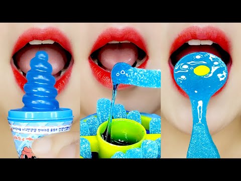 Emoji Blue Desserts Juicy Drop Kohakuto Eating Sounds ASMR MUKBANG