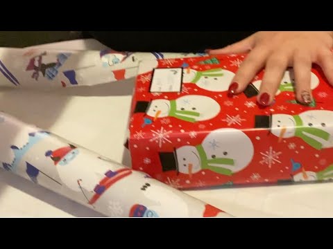 ASMR Wrapping Christmas Presents Tapping Crinkle And Cutting Sounds