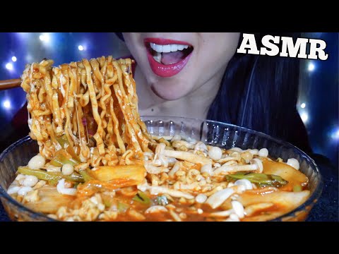 Cheesy Spicy Noodles With Sausage And Kimchi Asmr Eating Sounds No