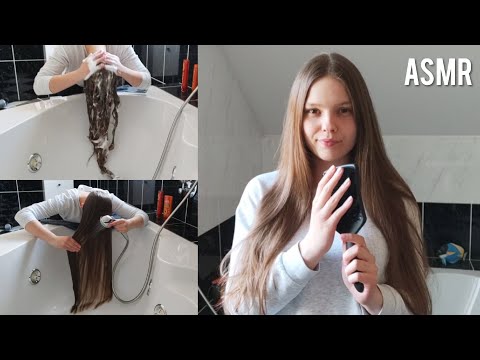 ASMR Washing My Long Hair Forward Long Hair Brushing