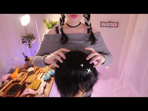 Asmr Realistic Scalp Scratching Head Massage Hair Brushing No