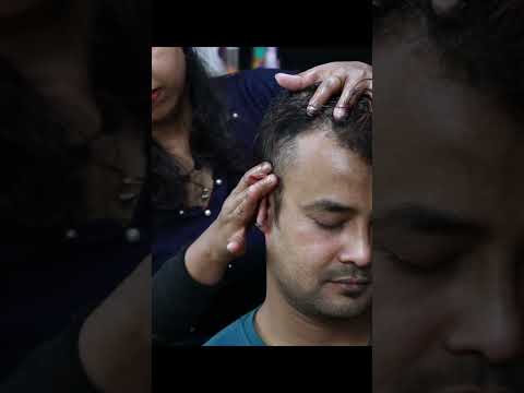 ASMR Head Massage For Her Husband | Barber Girl Chaitali Doing Massage For Her Husband #shorts