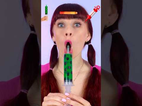 ASMR Nutella Shooter, Drink Candy, Green Boba #mukbang