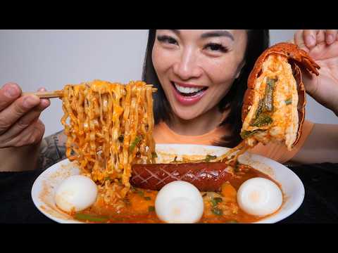 LOBSTER + EGGS + SAUSAGE + SPICY NOODLES (ASMR EATING SOUNDS) NO TALKING | SAS-ASMR