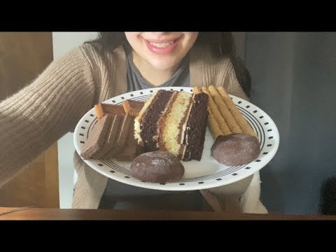 CHOCOLATE DESSERT PARTY ASMR 🍫 *WAFERS, CAKE, MOCHI, COOKIES*