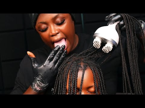 ASMR ✨Relaxing head scratch on braids | Fake spit painting | Vitamin E CAPSULE UPPER MASSAGE 