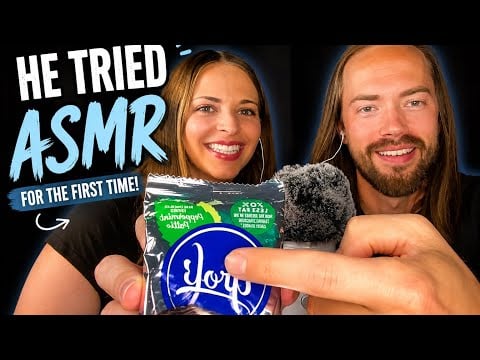 My Husband Tries ASMR For The First Time 😂 Whispering, Tingles, and More!