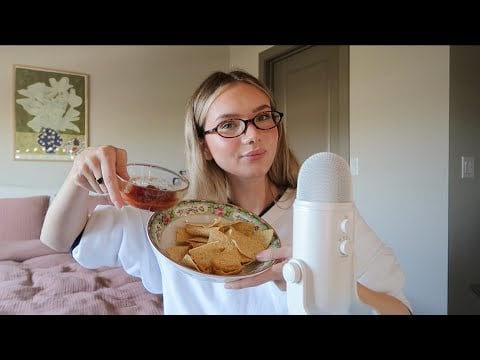 ASMR | eating beef tacos & chips w/ salsa