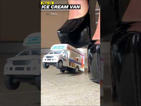 Pea vs. Ice Cream Van! High Heels Crushing Toys! Oddly Satisfying ASMR