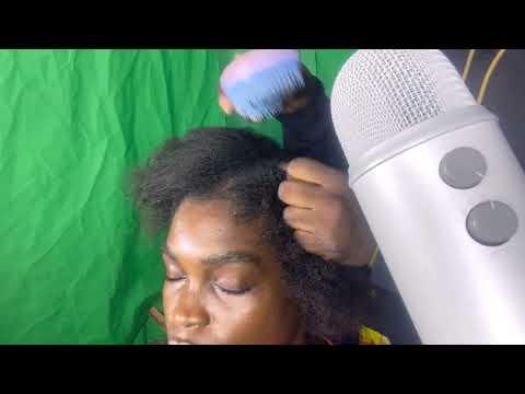 ASMR✨SATISFYING NO GUM SOFT WHISPER, SCALP SCRATCHING ON MY IMMEDIATE YOUNGER SISTER. HAIR BLOWING.