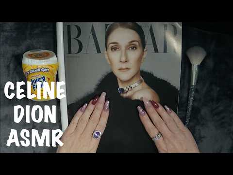 ASMR Gum Chewing Magazine Flip Through | Celine Dion Harper's Bazaar | Whispered Page Turning