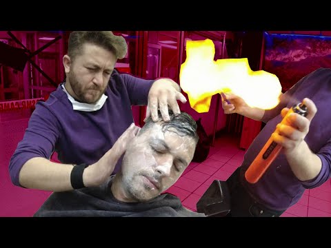 ASMR BARBER 💈face and ear cleaning💈HAIRCUT💈EAR BURN💈EAR CRACK💈 head, neck, face, back, ear massage