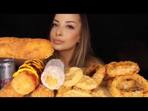 KORE USULÜ CORN DOG, MOZZARELLA DEV SOĞAN HALKASI, NUGGET | KOREAN CORN DOG  | TÜRKÇE ASMR MUKBANG