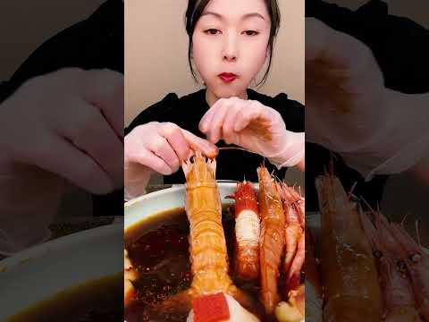 🦐🍲 Spicy seafood mukbang ASMR bites #SpicySeafood #ASMRSeafood