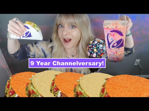 ASMR Crunchy Taco Bell Mukbang | Empty Nest Life Update | 9th Channelversary Celebration
