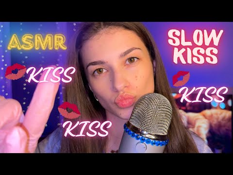 ASMR🎙️👄SLOW KISSES💋😘 A lot of kiss kiss for you😍👅Mouth sounds💫