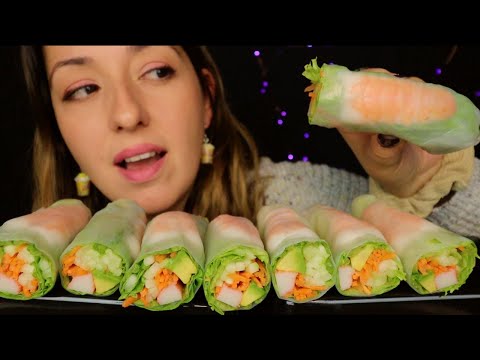 ASMR ● Yengeç ve Karides Dürümleri Yedim ● SPRING ROLLS ● Yemek Mukbang Türkçe