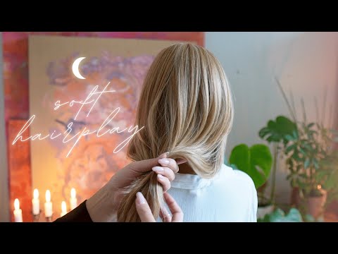 ASMR soft spoken soft hairplay in my art studio on a cozy rainy day