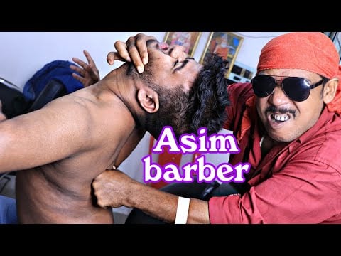 Angry asim barber magic and massage with neck crack hair crack body crack | ASMR cracking legend