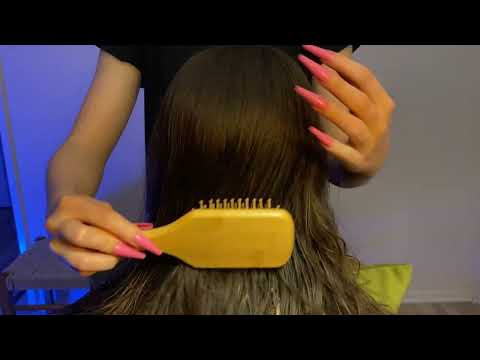 ASMR✨ Hair Brushing , back and Nape Scratching, Long Nails, for Sleep Recovery - No Talking
