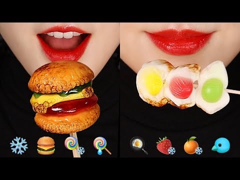 ICE ASMR ROASTED JELLY, FROZEN JELLY MUKBANG ASMR EMOJI FOOD ASMR ❄️
