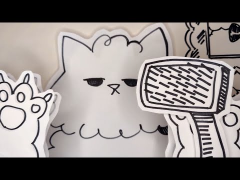 Paper Kitty Brushes Your Hair [ASMR: Mic Brushing, No Talking]