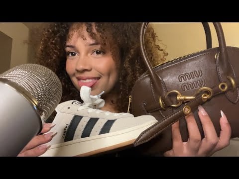 ASMR story time rambles while tapping & scratching on bags and shoes! 