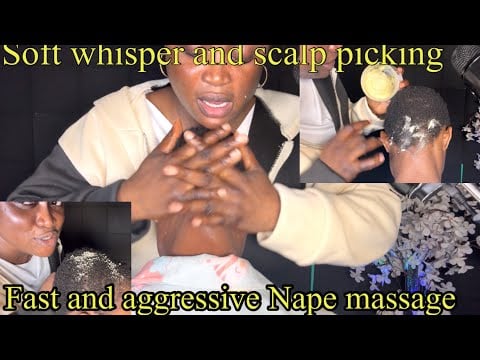 ASMR ✨whisper intense head neck shoulder massage with hair crust pickout