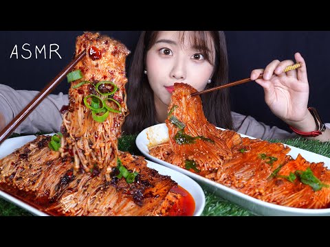 ASMR 불닭 팽이버섯과 마라 팽이버섯 먹방  리얼사운드 꿀꿀선아,suna asmr,音フェチ