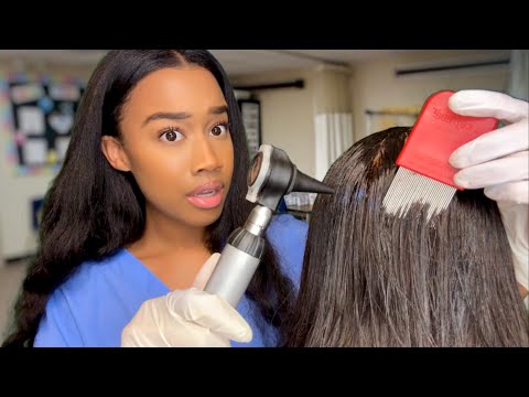 ASMR School Nurse Lice Check Role-play The Whole School Is Infested! 🪲🔦 Lice Check Removal ASMR