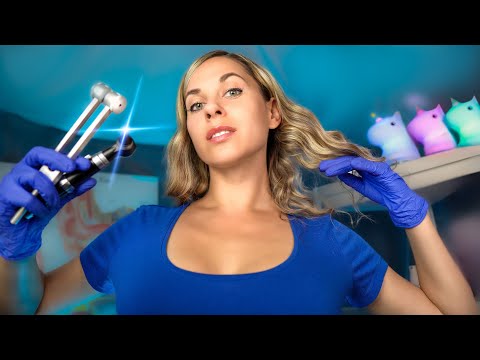 ASMR Sleep Indusing Ear Cleaning, Exam - Hearing test, Cranial Nerve Exam (Detailed & Realistic)