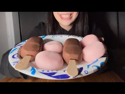 ICE CREAM PARTY ASMR EATING *MOCHI ICE CREAM AND ICE CREAM BARS*