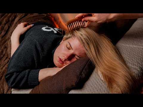 ASMR Hair Brushing for Deep Sleep 🌙 Soft Music & Wooden Comb (No Talking)