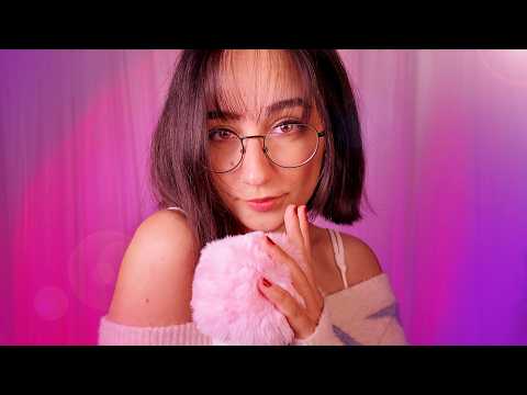 ASMR | Crispy Mouth Sounds & Fluffy Mic Brushing ❤️ (1 HOUR w/ black screen)