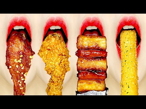 ASMR Crispy Fried Chicken Eating Sounds (Spicy Chicken, Cheese, Sausage) Emoji Food 치킨 먹방 Mukbang