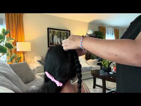 ASMR  Head and Shoulder Massage 💆‍♀️ Braid Hairstyling - Hair Brushing - Hair play with Soft Spoken