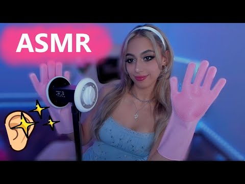 ASMR | 3DIO SILICONE SCRUBBER GLOVE SOUNDS ~ ear massage, silicone crunching, minimal talking 👂✨