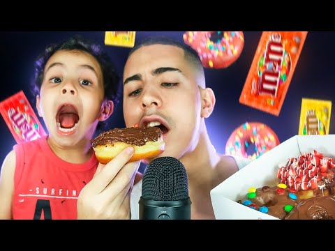 ASMR COMENDO DONUTS COM MEU FILHO