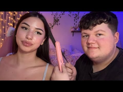 ASMR Real Person Hair Play ( Oiling, Straighten, Brushing )