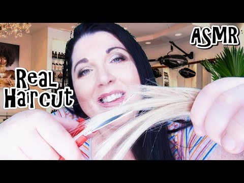 ASMR Relaxing Haircut Roleplay✂(with Real Hair) (Hair Brushing, Scissors, Spray Sounds, Soft Spoken)