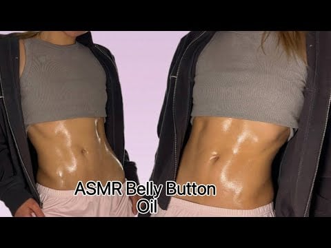 [4K USA] ASMR Oiling My Belly Button (tapping, scratching, rubbing)