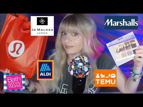 ASMR Gum Chewing Shopping Haul | Lululemon, Marshalls, Temu, Bath & Body Works, Jo Malone, Tarte