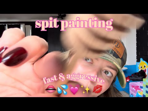 ❤️‍🔥Chaotic Spit Painting ASMR || tingliest mouth sounds ever❤️‍🔥