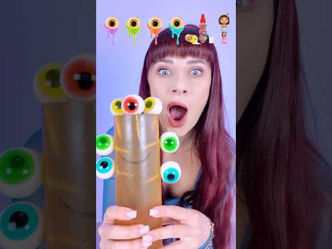 ASMR Gummy Eyeballs Tube, Candy Powder Spray Lollipop #asmr