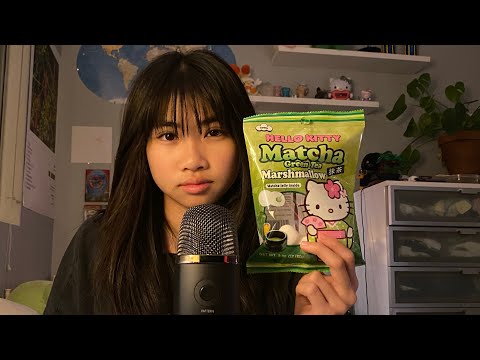 ASMR hello kitty matcha marshmallows 🍵