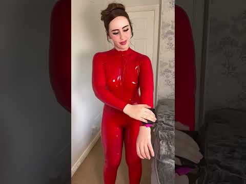 Shine my NEW Red Latex Catsuit with me❣️✨ #latex #catsuit #latexcatsuit #fashion #fyp #redlatex