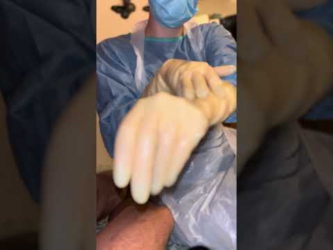 Oiling gloves just before the real procedure #medicalexam #nurse