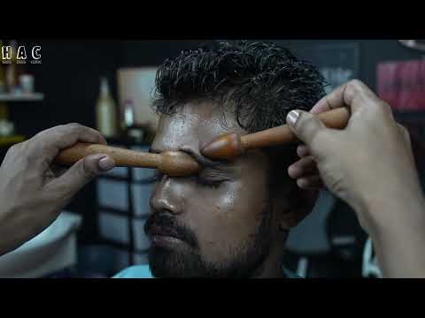 Beautiful Wooden Sticks Head Massage By Indian Barber | ASMR Tapping And Scratching Massage Therapy