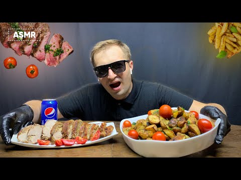 AMERICAN WAGYU & FRIED POTATOES ASMR MUKBANG (No Talking) COOKING & EATING SOUNDS | Andrew ASMR